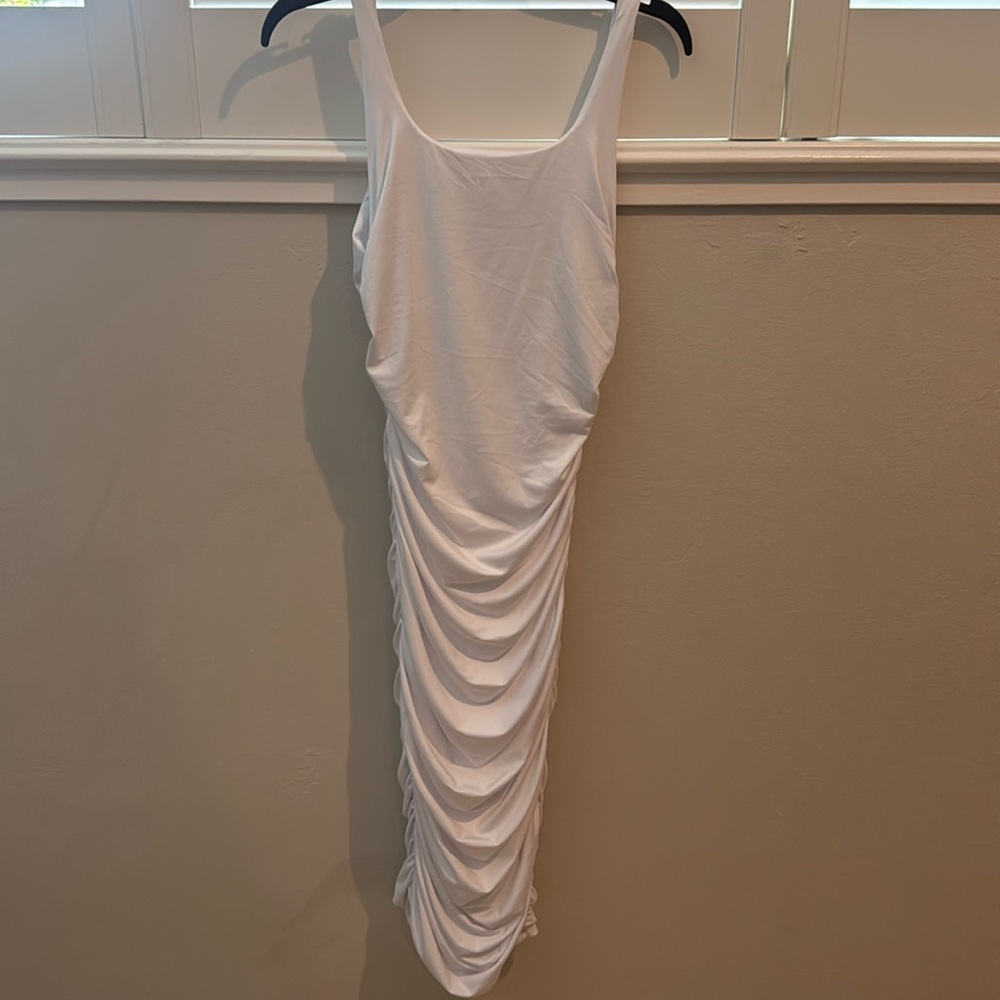 White ruched dress